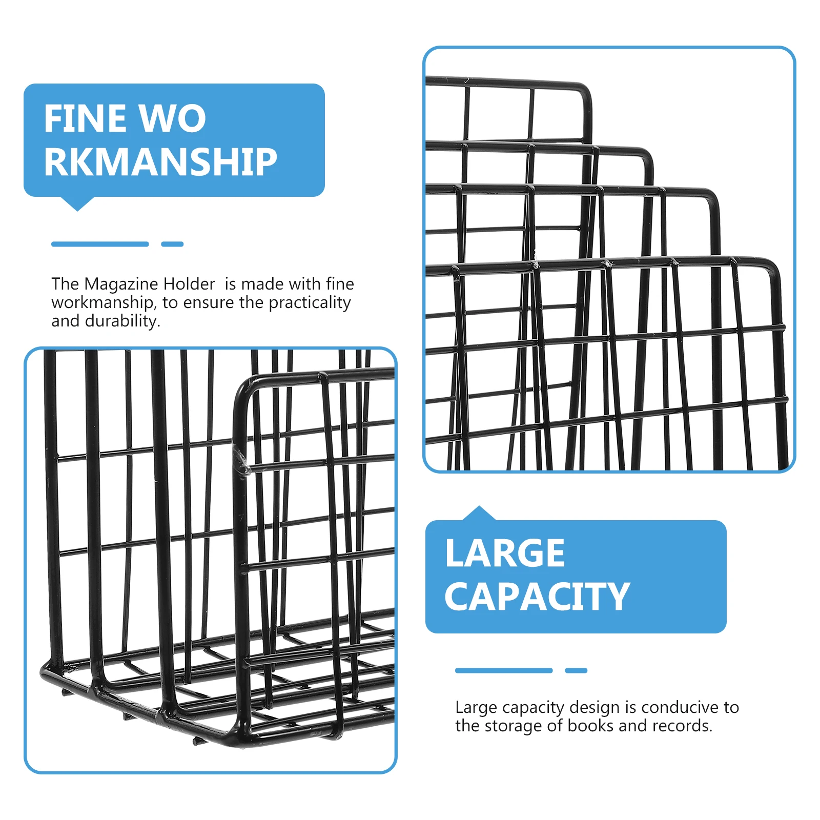 

Wrought Iron File Holder Small Bookshelf for Desk Desktop Office Magazine Organizer Metal Organization Accessories