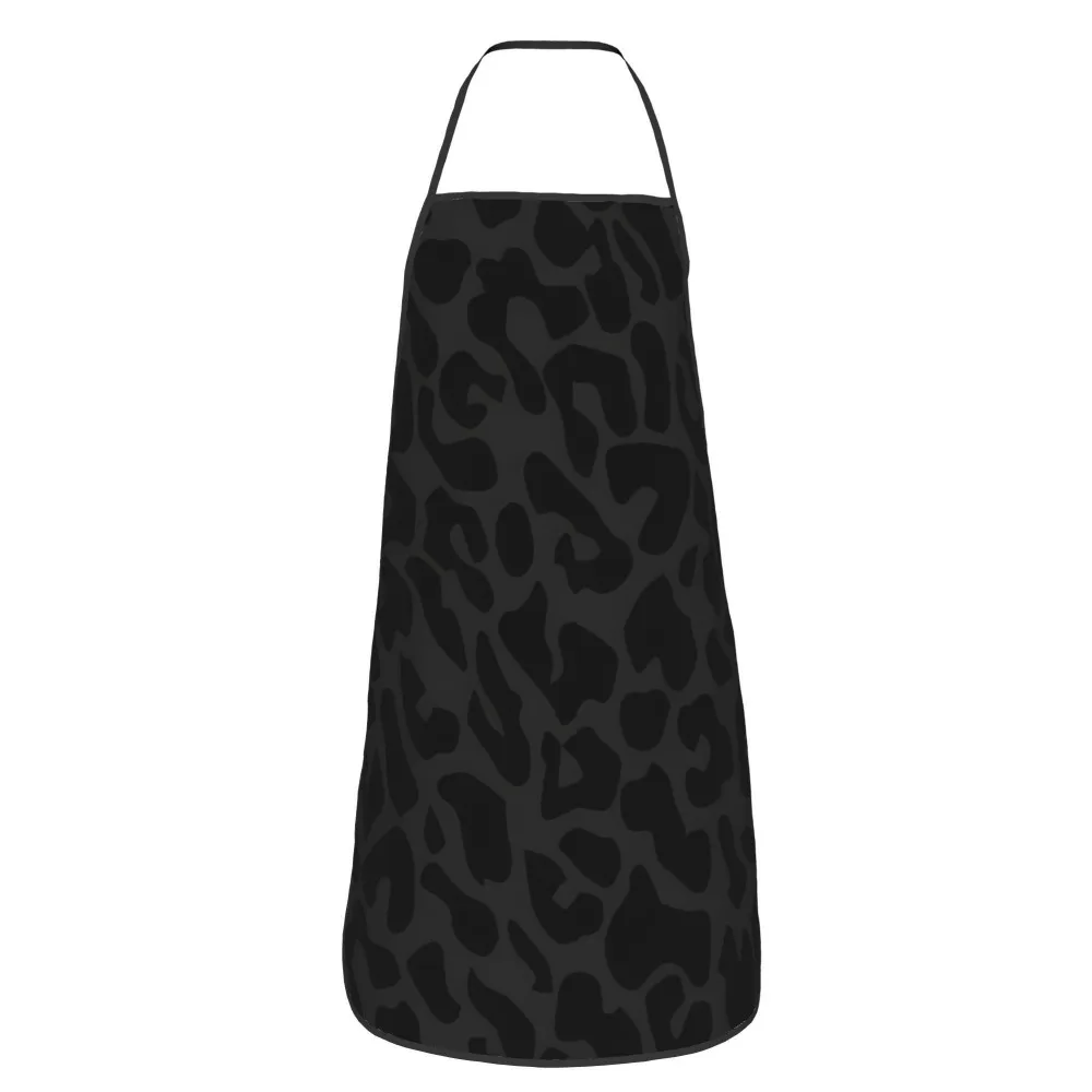 Unisex Black Leopard Print Apron Waterproof Kitchen Cooking Bib for Men Women Household Chef Baking Grilling Cover