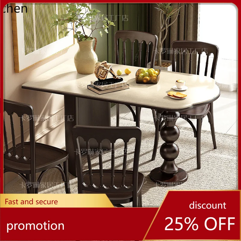 

ZML light luxury rock slab island table integrated all-solid wood retractable guide table