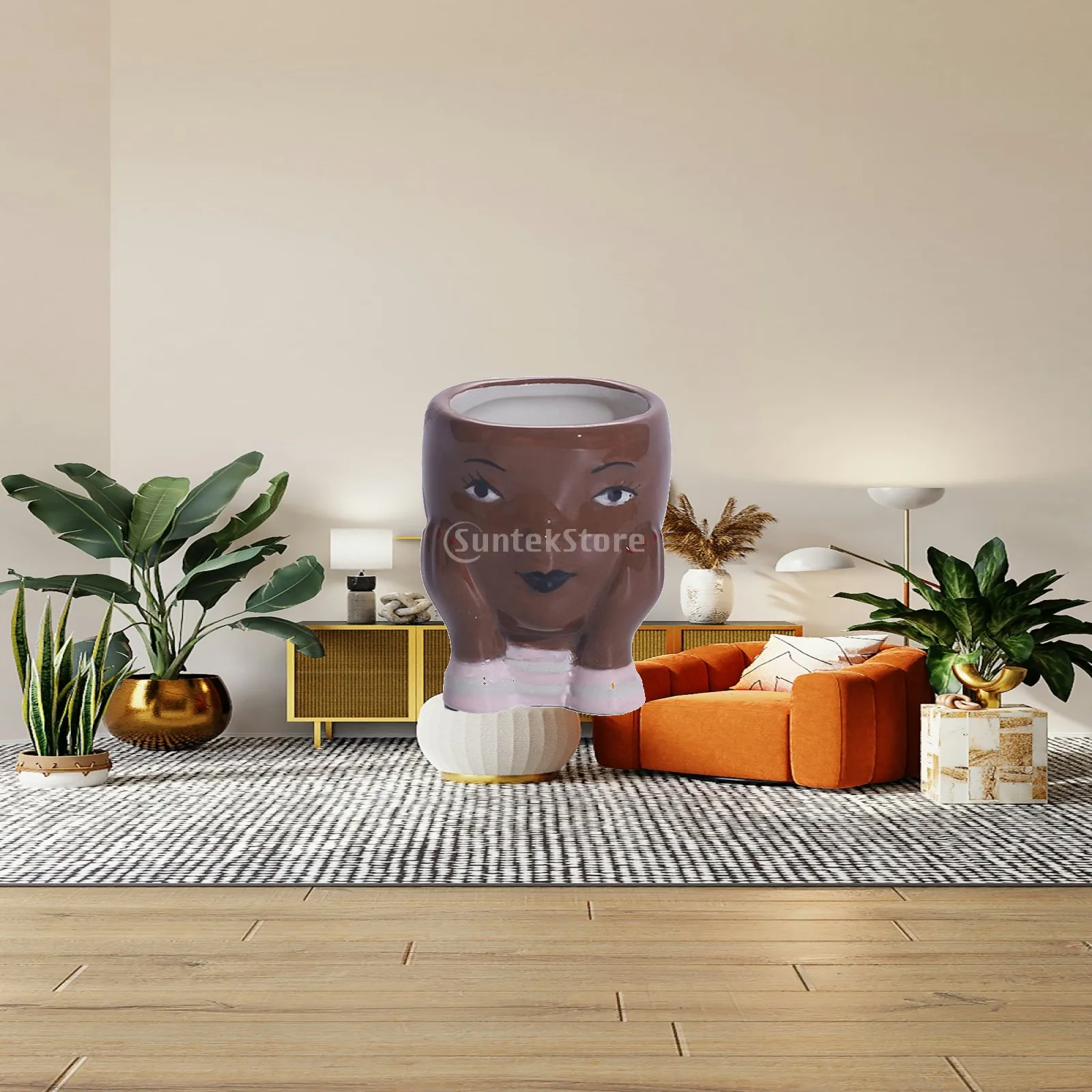 4xFace Flower Pot Plant Pot Head Planter Figurines Plants Coffee