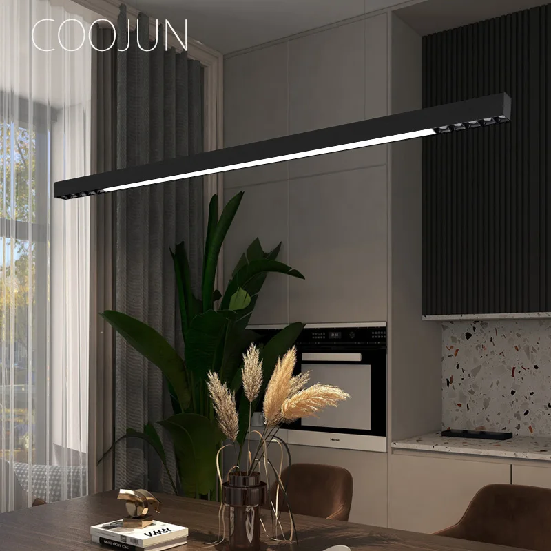 Imagem -06 - Coojun Moderno Led Luzes Pingente Simples Mesa de Escritório Sala Jantar Barra Linear Luz Teto Pendurado Lâmpada Iluminação Interior 120cm