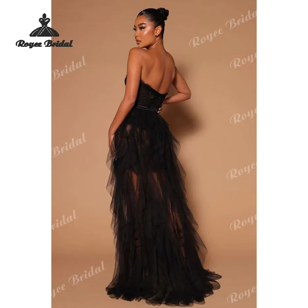 Sexy Tiered A Line Dresses Evening 2026 Strapless High Side Slit Women's Formal Evening Gowns Customized فساتين سهر - Image 4