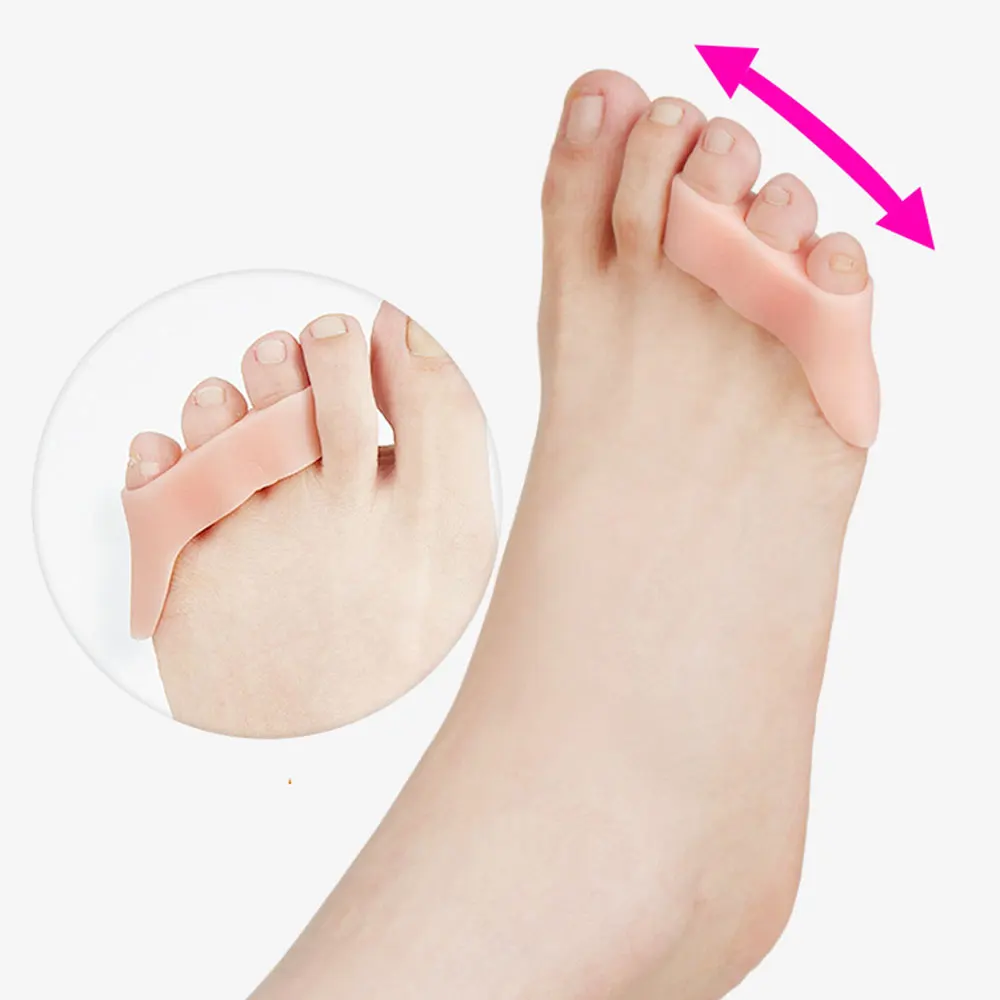 2pcs Transparent/Beige Silicone Gel Straightener Pain Relief Toe Protector Three-Hole Little Toe Bunion Foot Health Care Tools