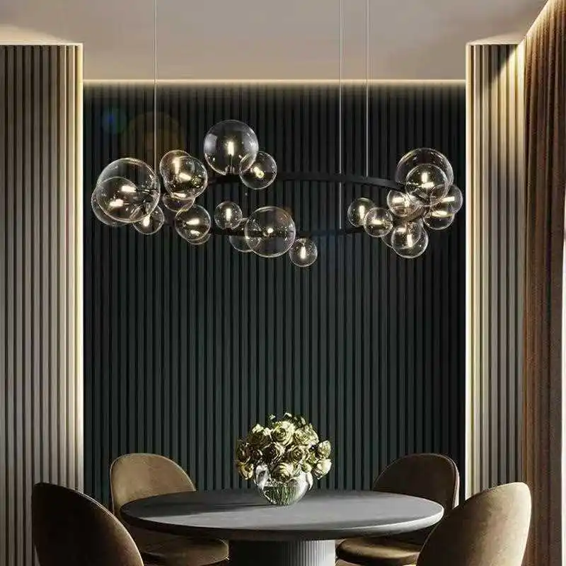Modern Designer Bubble Ball Glass Pendant Light Luxury Magic Bean Shape For Living Room Dining Room Simple Creative Lighting