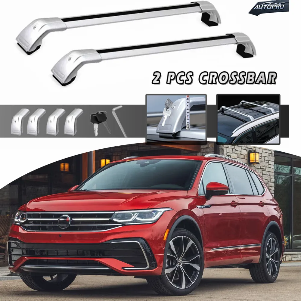 Barre transversale 2 pièces pour Volkswagen Tiguan 2018 – 2024, barres de chargement verrouillables pour galerie de toit