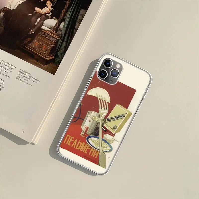 Retro Soviet printed advertising posters Phone Case For Apple Iphone 15 14 13 16 Pro Max Cover 11 12 Mini Fundas X XS Max XR 8 7