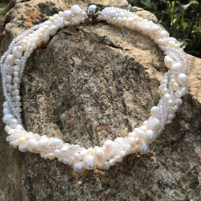 Natural Fresh Water Baroque Pearl Necklace And Bracelet Jewelry Sets For Women Fashion Jewelry Magnet Clasp Free Shipping