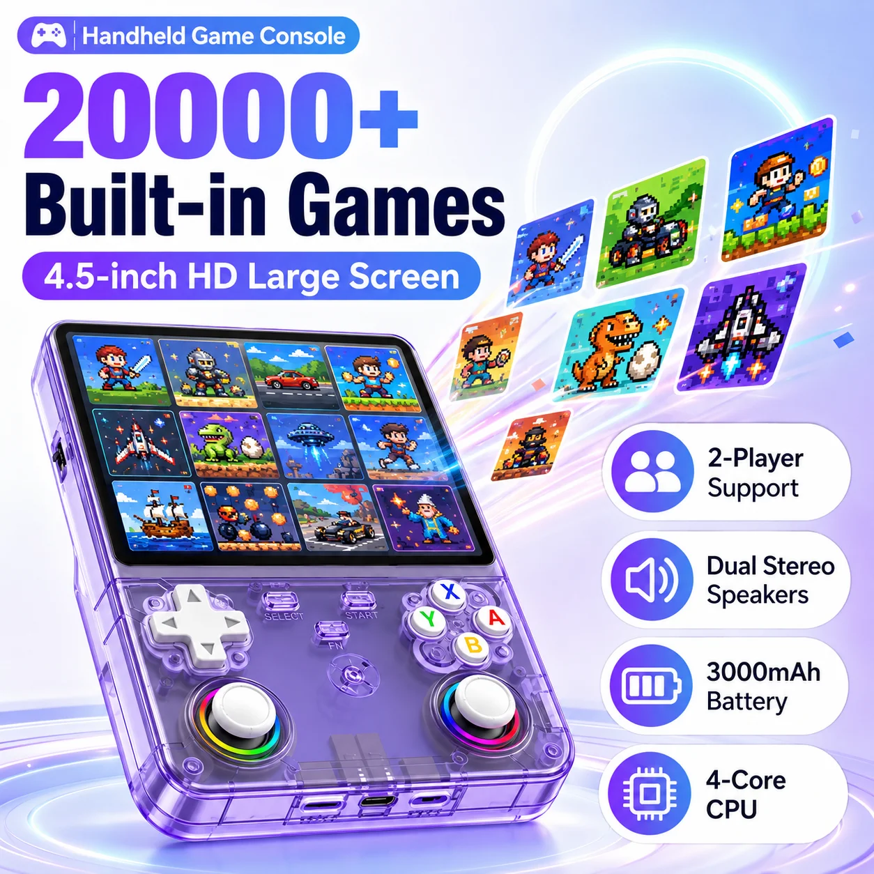 Gaming Console R36 Ultra - レトロハンドヘルドゲーム機 R36 Ultra X 4.5インチIPSディスプレイ 64GB/128GB