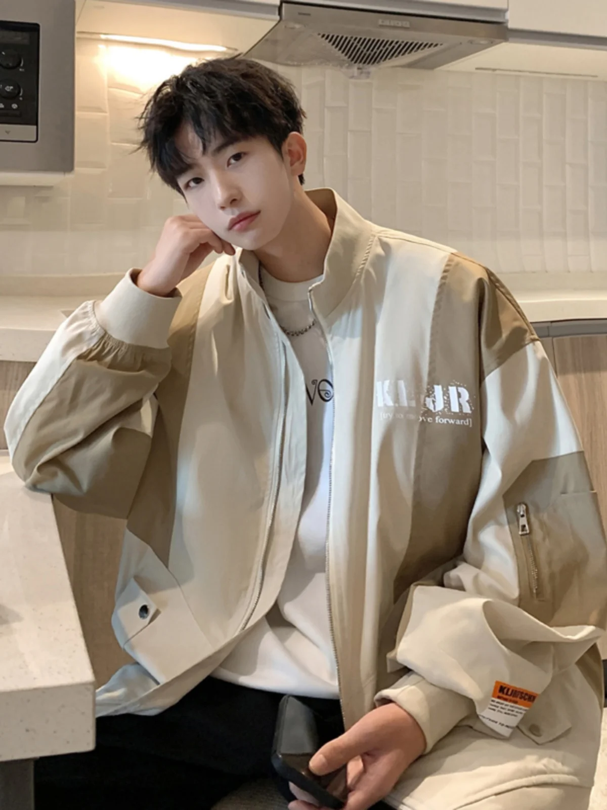 

Модная мужская рабочая куртка на весну-осень, в клетку, с воротником-стойкой, функциональная, на молнии, с длинными рукавами, свободного кроя, ветрозащитная верхняя одежда