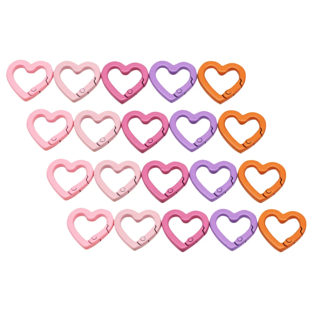 

20 Pcs Peach Heart Spring Buckle Metal Snap Clasp Clips Hook Heart-shaped Keychain for DIY Zinc Alloy Bag Hooks Ornaments