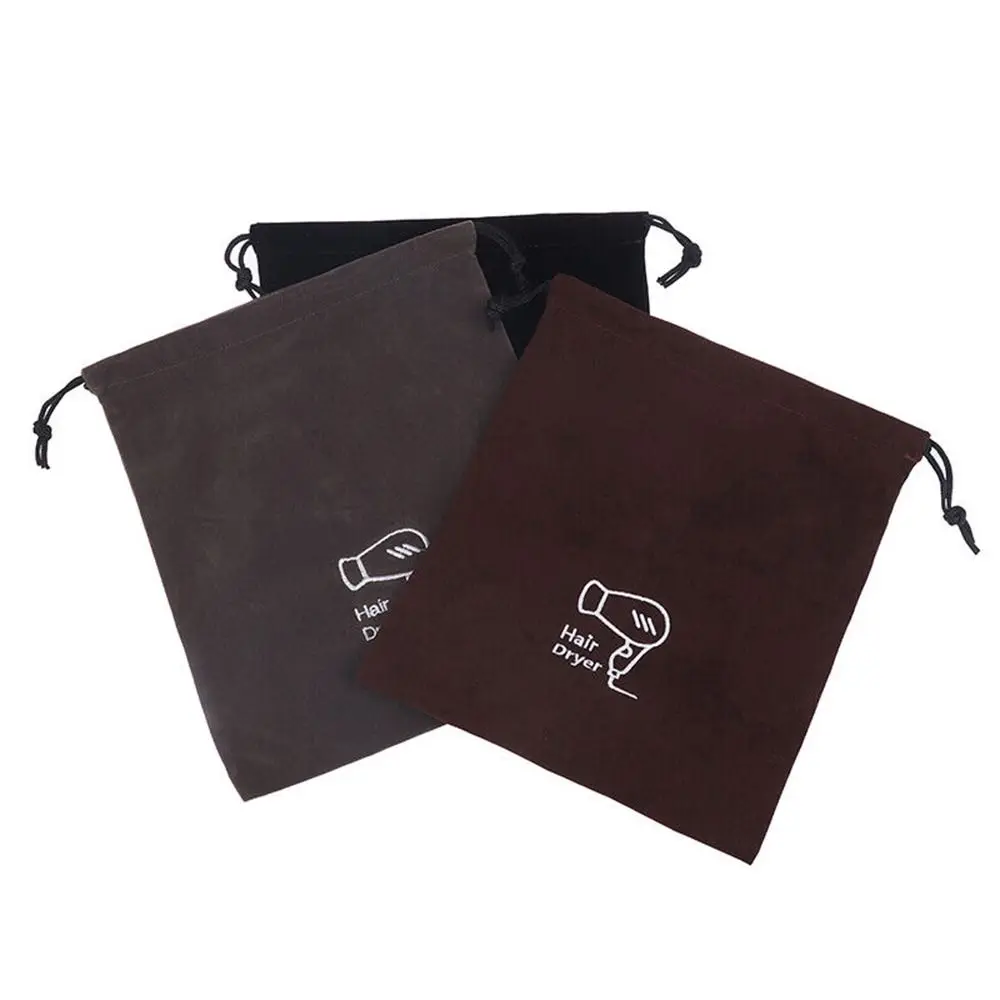 New Durable Flannel Practical Hair Dryer Drawstring Bag Velvet Bag for Jewellery Travel Toiletry Carry Pouch Hair Dryer Pouch