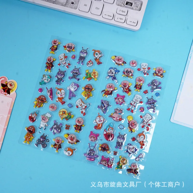 40pcs Japanese 3d Anpanman Embossed Sticker Cute Diy Mobile Phone Case Decoration Children'S Handbook Toy Sticker Gift Wholesale