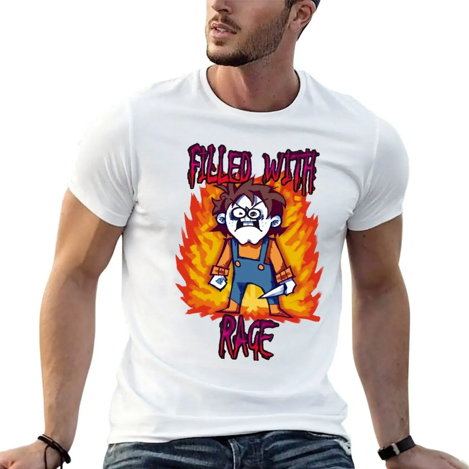 Happy fella filled with rage T-shirt graphics sports fans anime clothes boys whites black t shirts for men