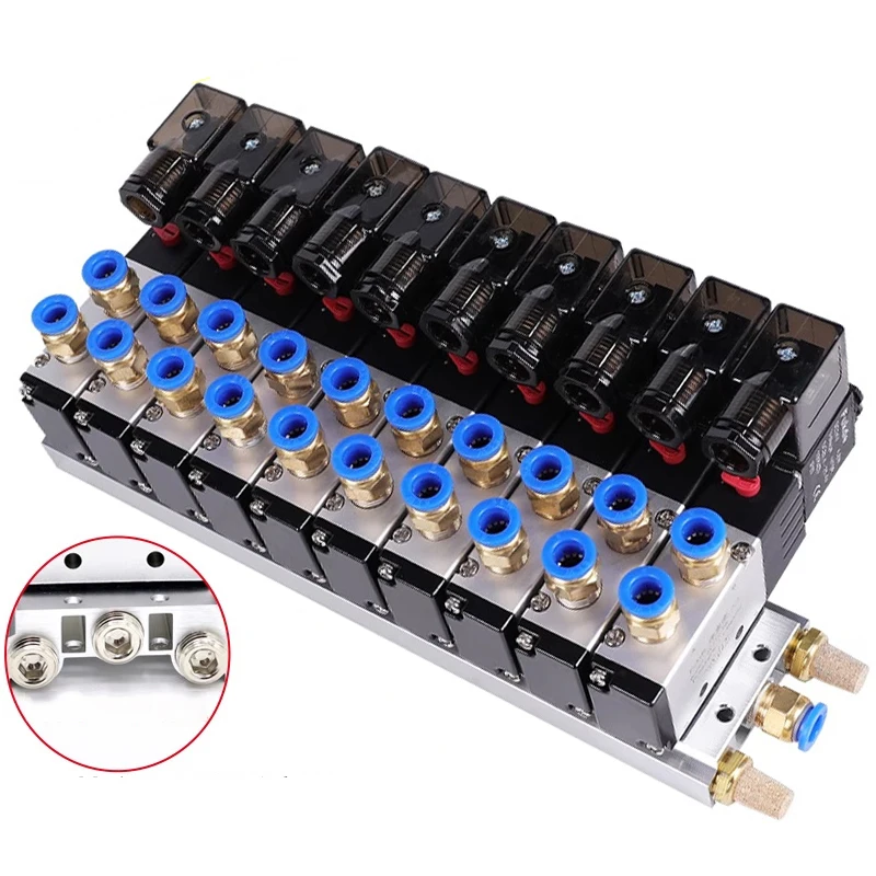 Set Valves Exhaust Manifold 4V110-06 4V210-08 4V310-10 4V410-151F/2F/3F/4F/5F/7F/8F/10F/12F/15F/16F Solenoid Valve Station Base