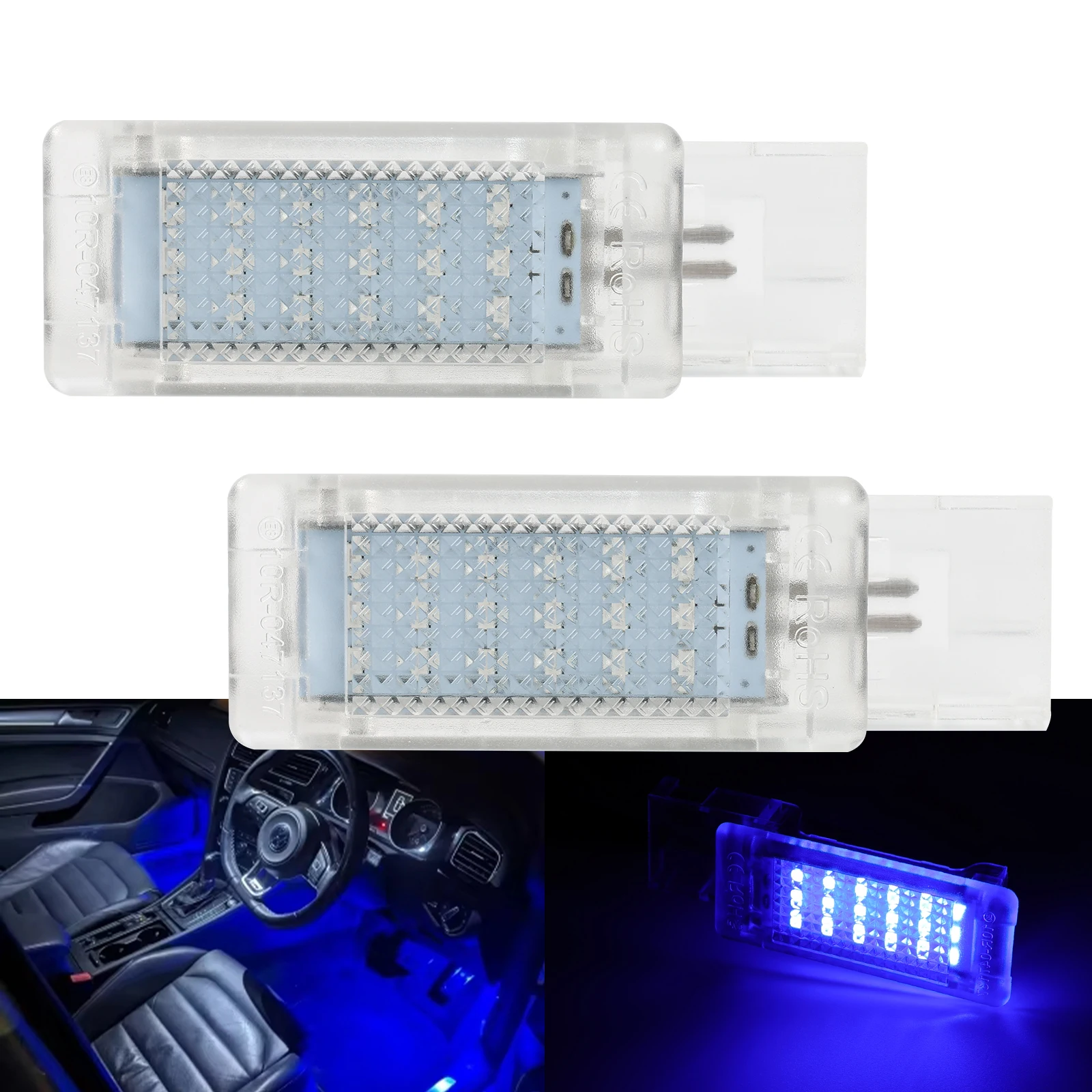 2pcs Blue LED Footwell Light Glove box Trunk Light For VW Golf Polo Passat Tiguan Jetta Caddy UP T5 T6 Touareg Scirocco Canbus