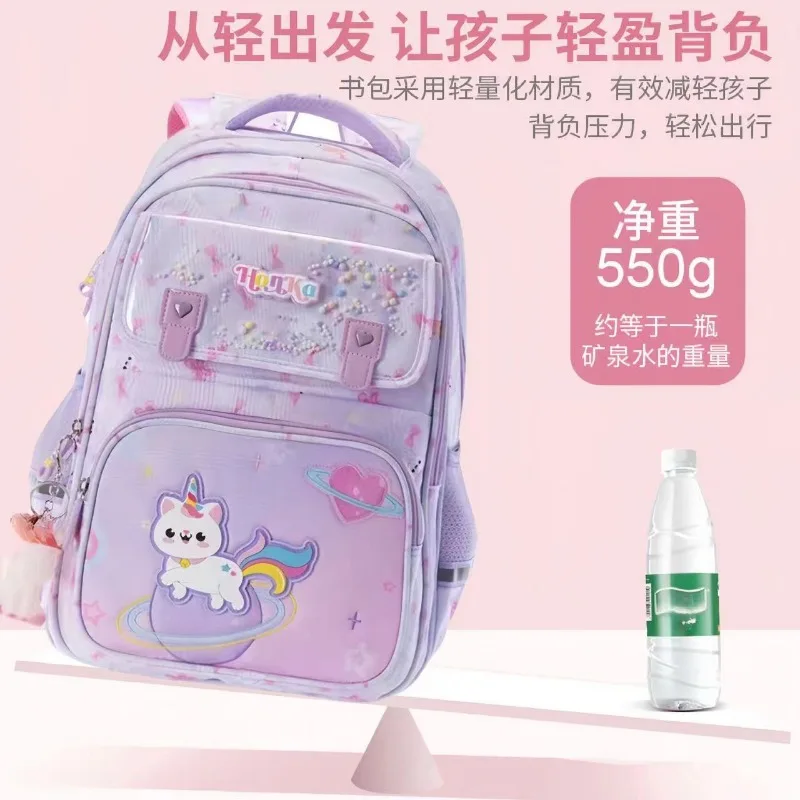 Mochilas escolares con estampado de gato Kawaii para niños, mochila de gran capacidad para estudiantes de primaria, bolso de hombro impermeable