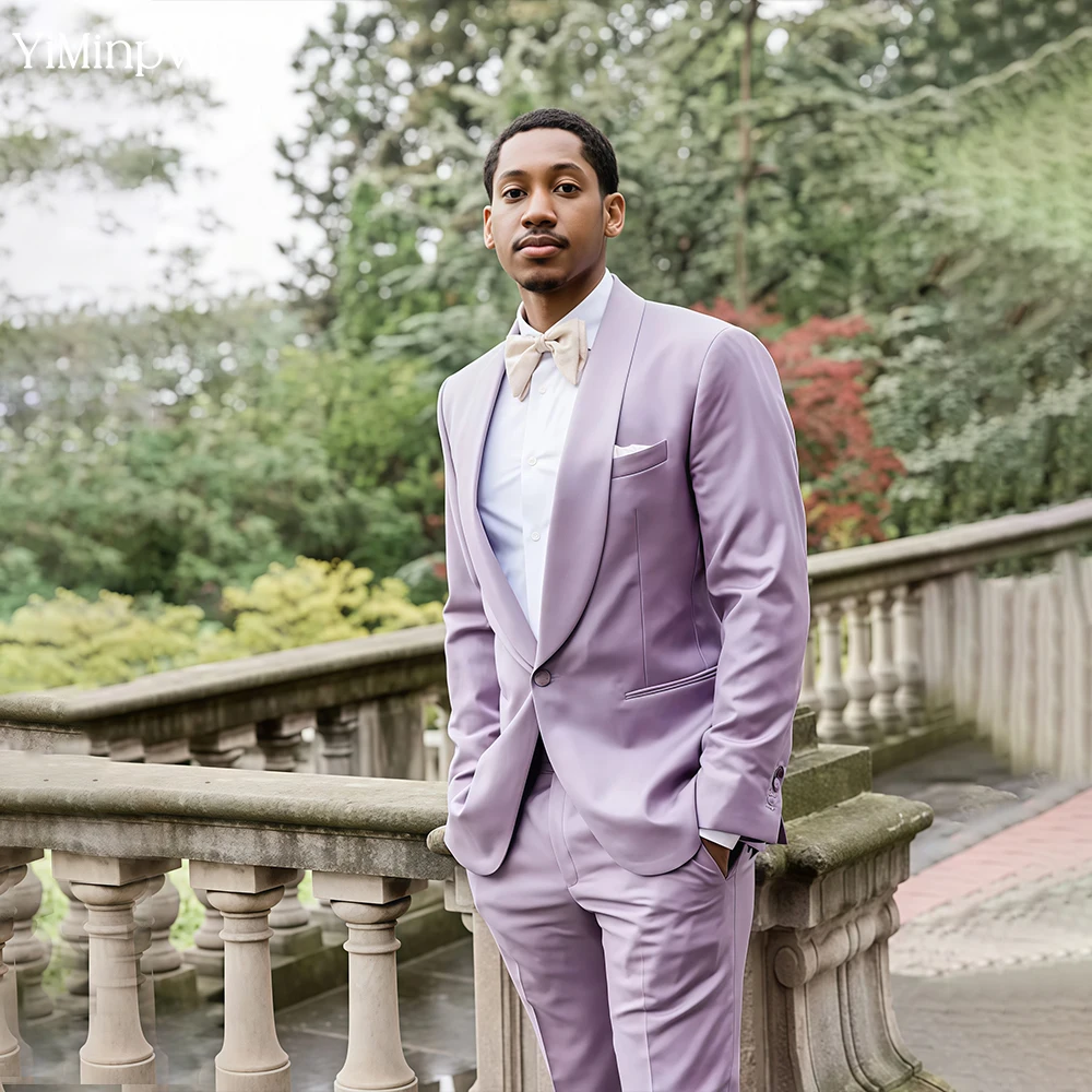 

Lavender Men Suits One Button Jacket Pants 2 Pcs кожаная куртка мужская Wedding Costume Mariage Homm