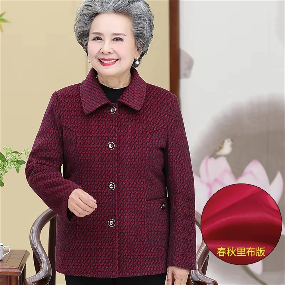 

Grandma's Winter Coat Add Velvet Thick Middle-Aged Elderly Grandma Fleece Jacket Casual Tops One-Piece/Suit Mother Clothes 102