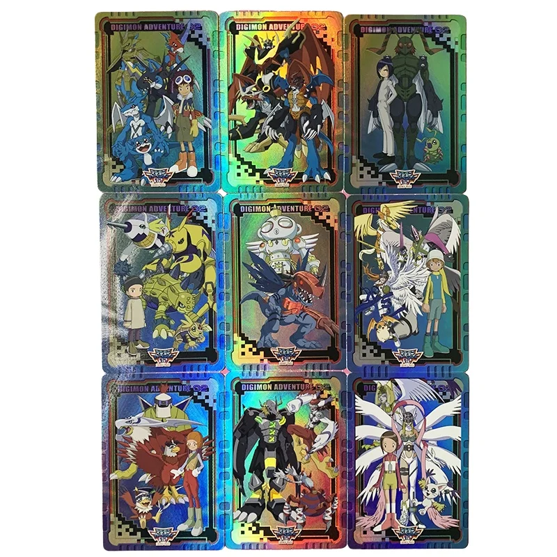 9Pcs/set Digimon Adventure Reset Version Super Evolution Refraction Color Flash Anime Game Characters Collection Cards