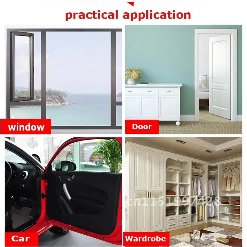 5metres Collision Insulation Sound Weatherstrip Foam Rubber Soundproof Gasket Window Doors Type I/P/D/E Self-Adhesive Strip Seal