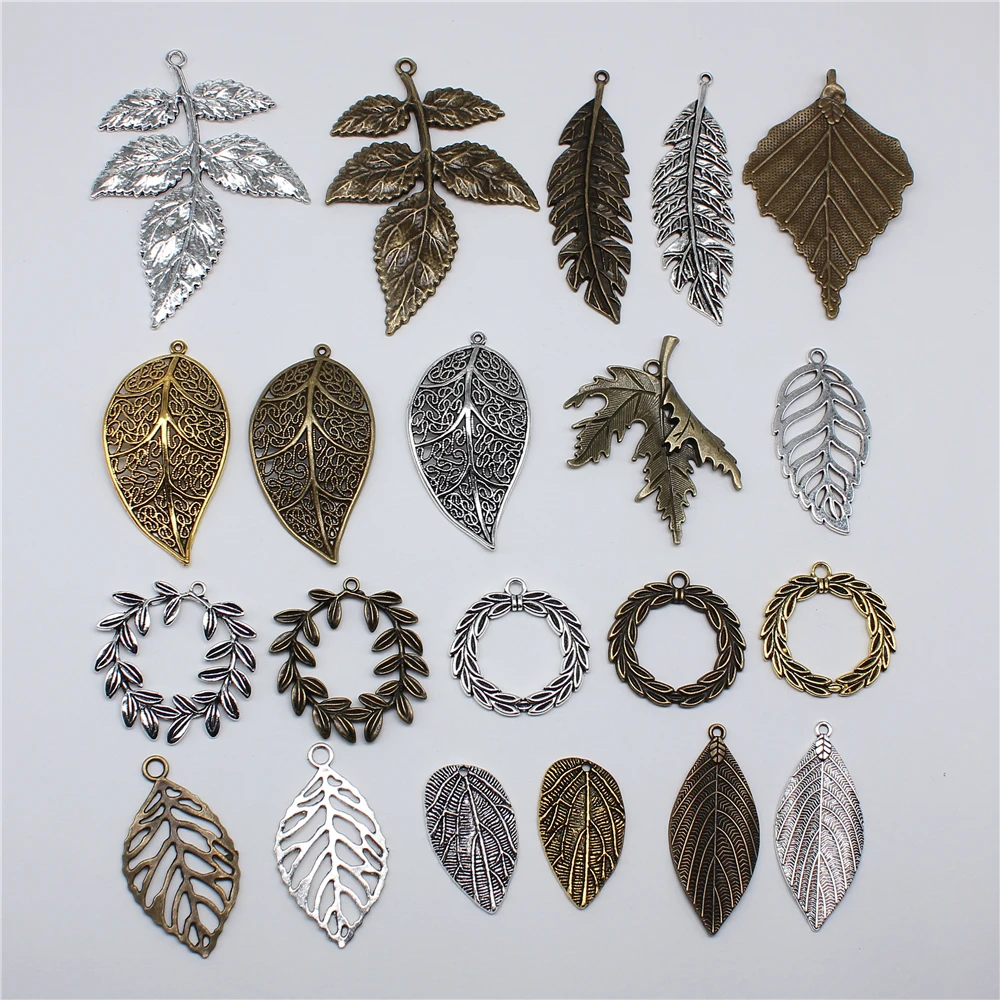 5 sztuk Charms do tworzenia biżuterii gałązka oliwna liść drzewa wieniec laurowy antyczne posrebrzane wisiorki DIY rzemiosło