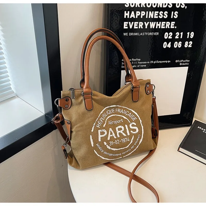 

Fashion Letter Printed Crossbody Bags Women Large Capacity Casual Tote Women Canvas Handbags Ladies Shoulder Messenger Bags
