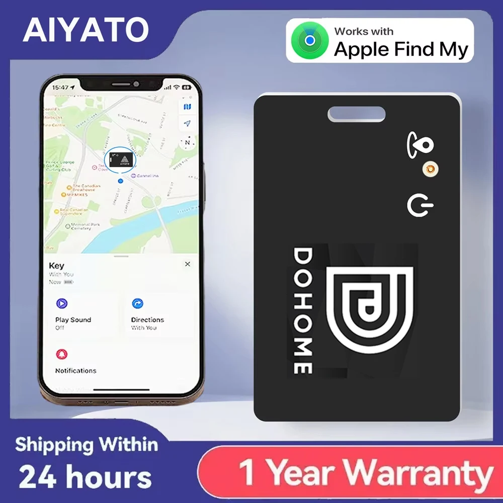 Aiyato Smart GPS Tracker Card Magnetic Charge Locator Key Wallet Tracker Pet Kids Phone Finder Waterproof For Apple Find My App