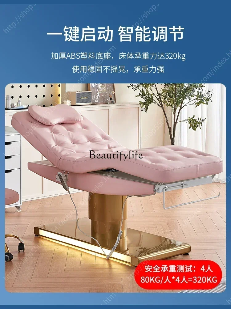 Electric Beauty Bed Lifting Golden Base Massage Eyelash Face Washing Bed