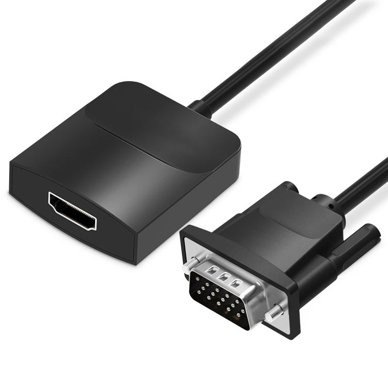 Adaptador de Video JavicTech VGA a HDMI de 3.3 Pies - 1080P, Convertidor VGA con Cable de Audio y Cable Micro USB, Macho a Hembra