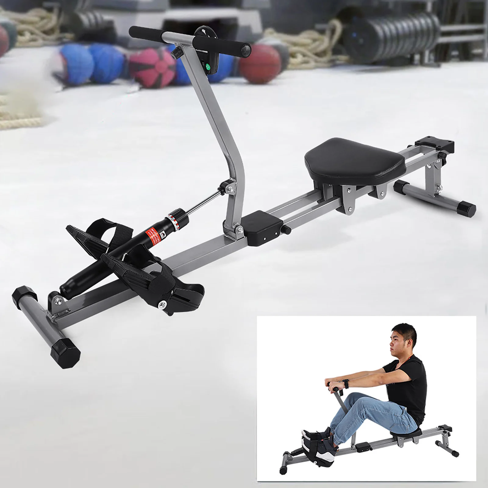 Steel Rowing Machine Cardio Rower Workout Body Training Home Gym Fitness Accessory