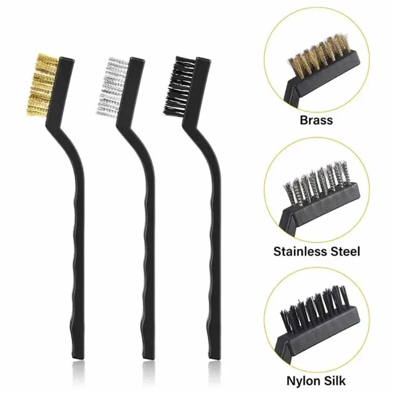 7Inch Stainless Steel Brass Copper Nylon Wire Toothbrush Rust Cleaning Brush 3D Printer Nozzle Cleaning