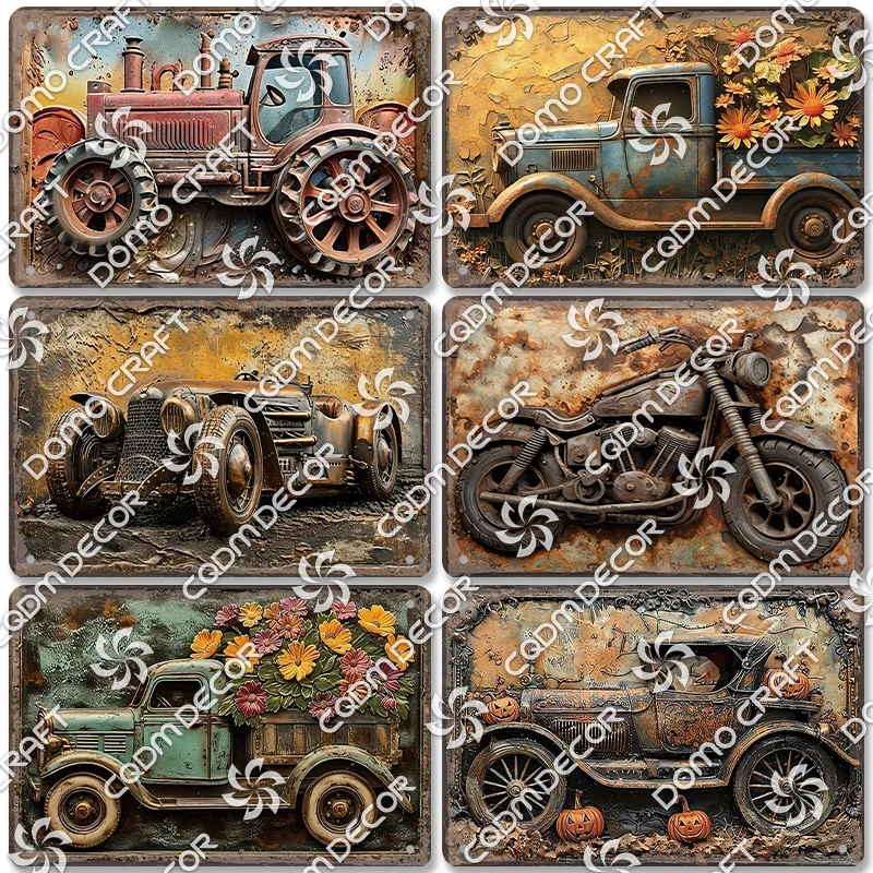 Retro Car Model Plaques Metal Plate Jeep Motorcycle Train Metal Tin Signs Vintage Wall Decor Garage Club Pub Man Cave