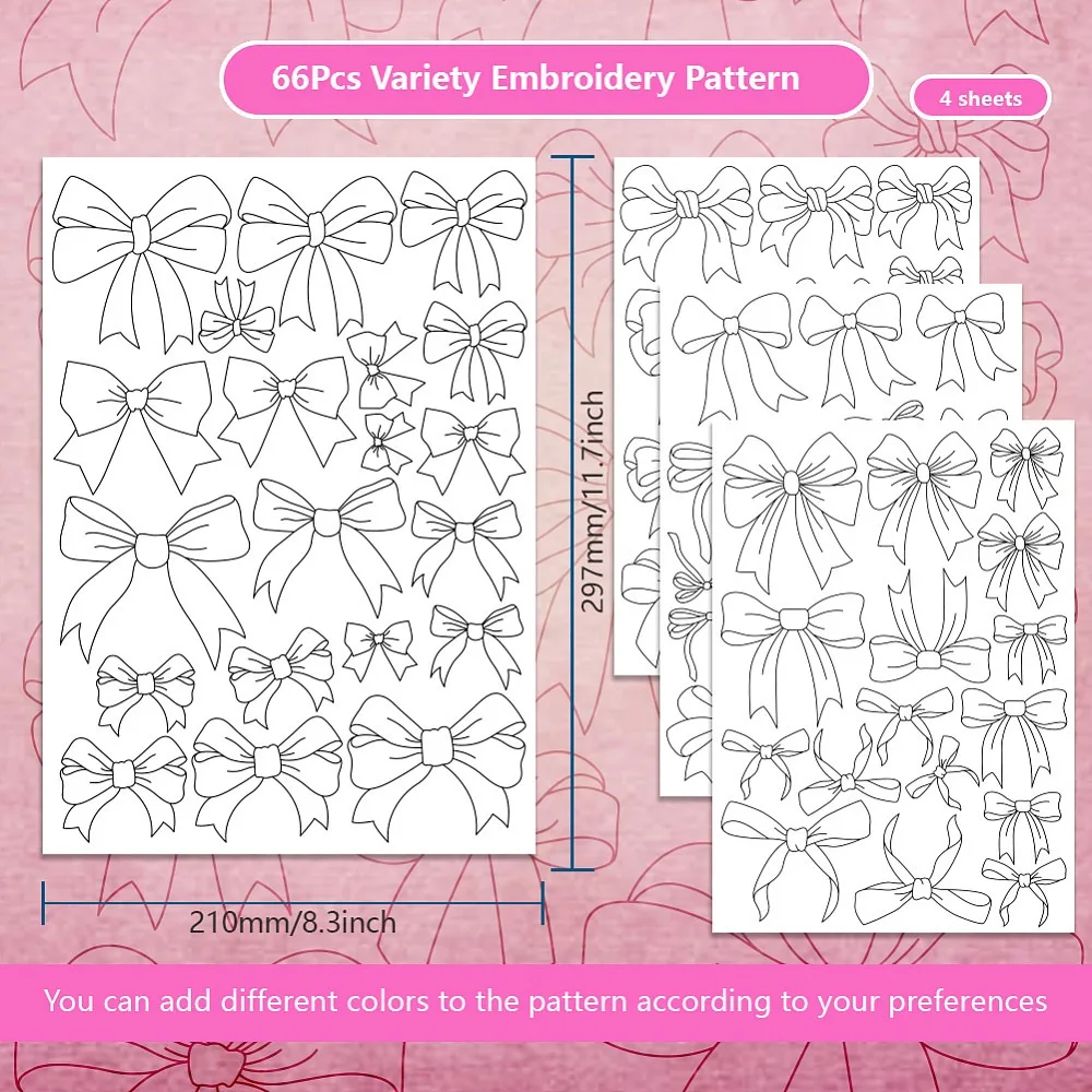 4 Sheets Water Soluble Embroidery Stabilizers 36pcs Embroidery Paper with Pre-Printed Sewing Embroidery Stabilizers Embroidery