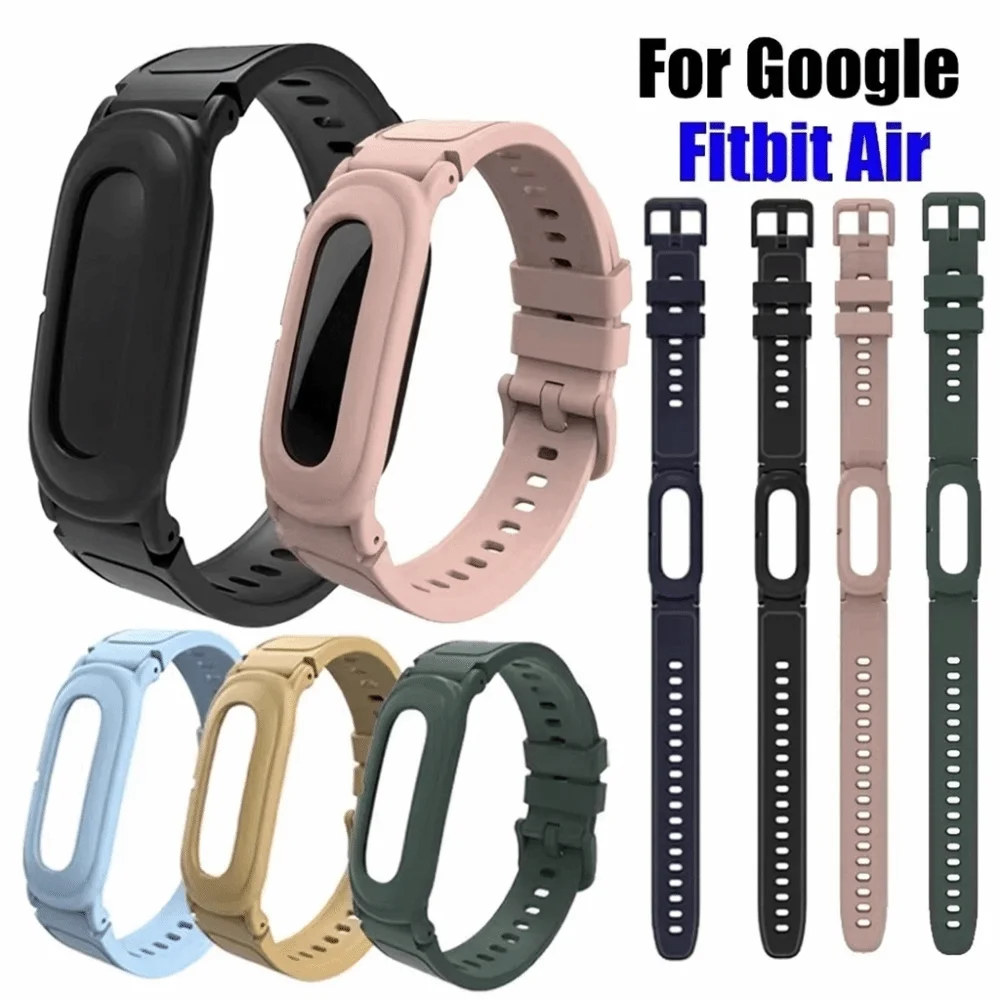 Replacement Silicone Watch Strap Integrated Adjustable Watch Band Breathable Bracelet Loop for Google Fitbit Air