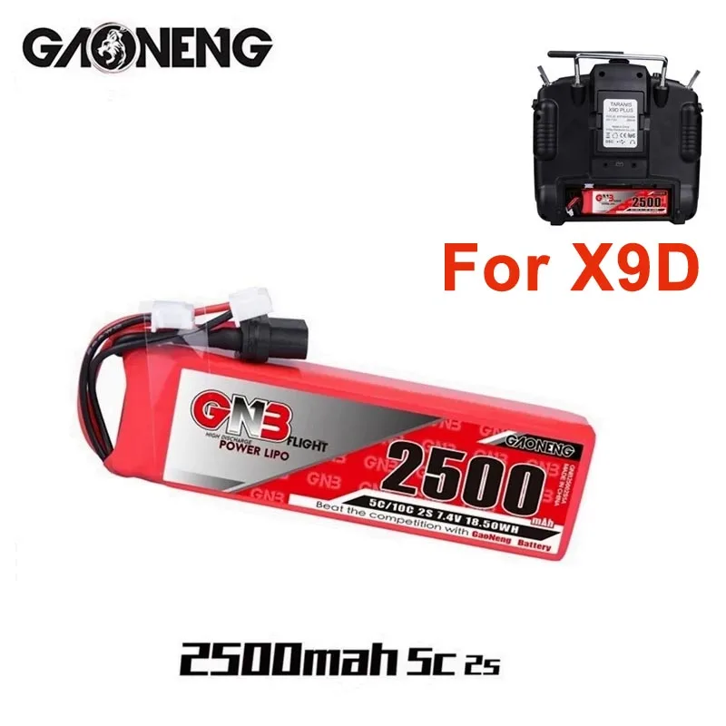 

GNB 2S 7.4V 2500MAH Lipo Battery XT60U-F For Frsky Taranis X9D Plus Transmitter Remote Controller Battery 5C/10C 7.4V Battery