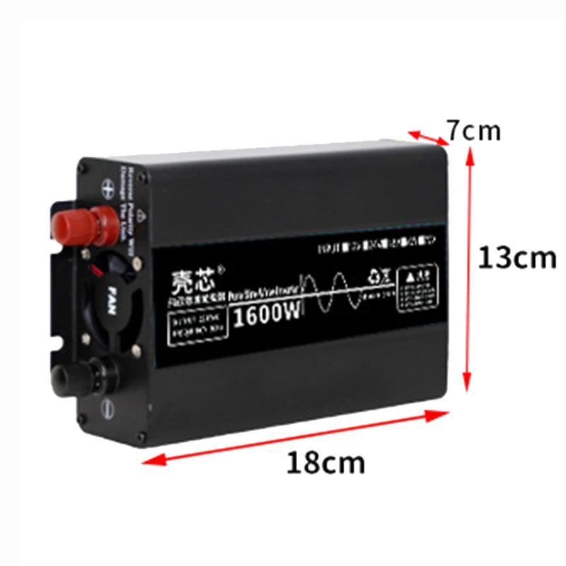 Pure Sine Wave Inverter 1600W Peaks Power Car Home Digital Display Power Converter DC 12V 24V 48V 60V To AC 220V Transformer