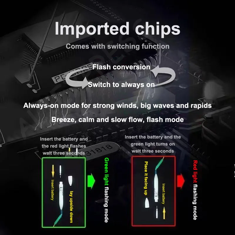 Slight Light Biting Hook Color Changing Flashing Design Electronic Rod Electronic Alarm Induction Technology No Float Required