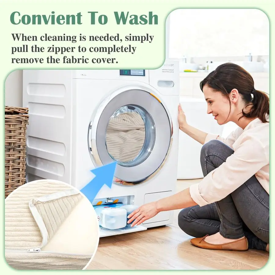 

Rectangular Stuffed Pouf Ottoman with Foam Chunk Filling, Coral Fleece and Furry Fabric Design, MultiFunctional Floor Pouf for L