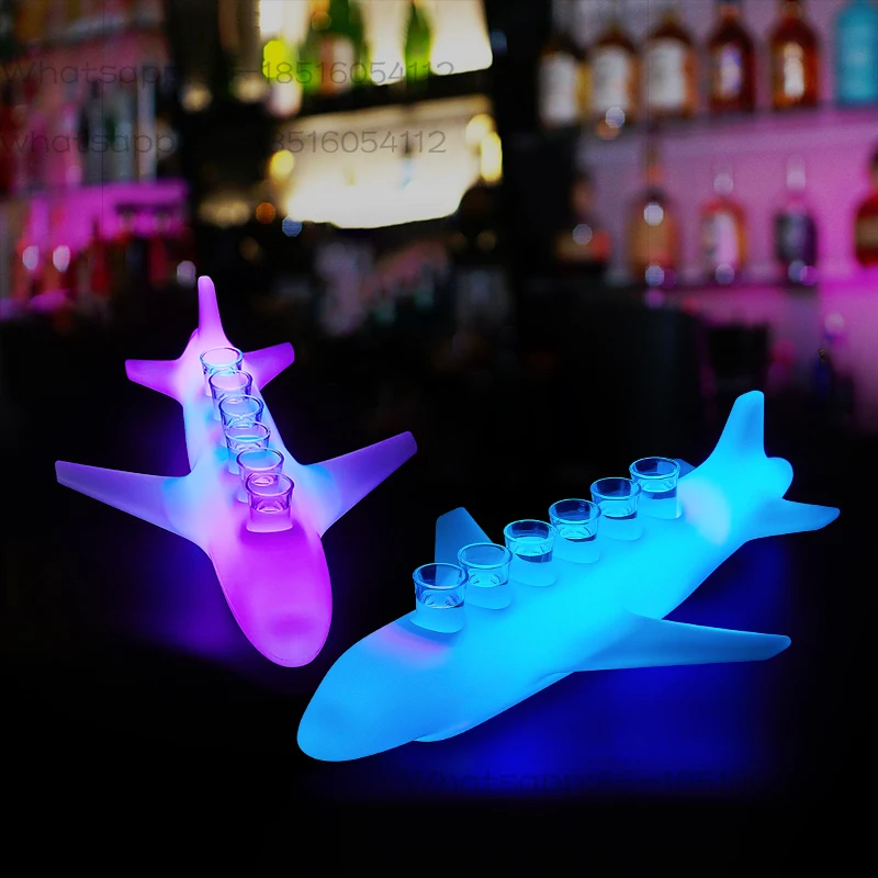 Customized logo LED glass airplane tray LED wine stand LED Honor cup holder, suitable for nightclubs and bars