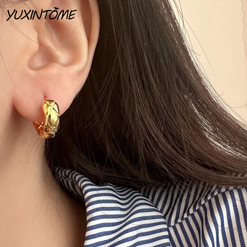 925 Sterling Silver Ear Needle Classic Simple Lozenge Hoop Earrings Fashionable and Elegant Women's Daily Leisure Ear Jewelry