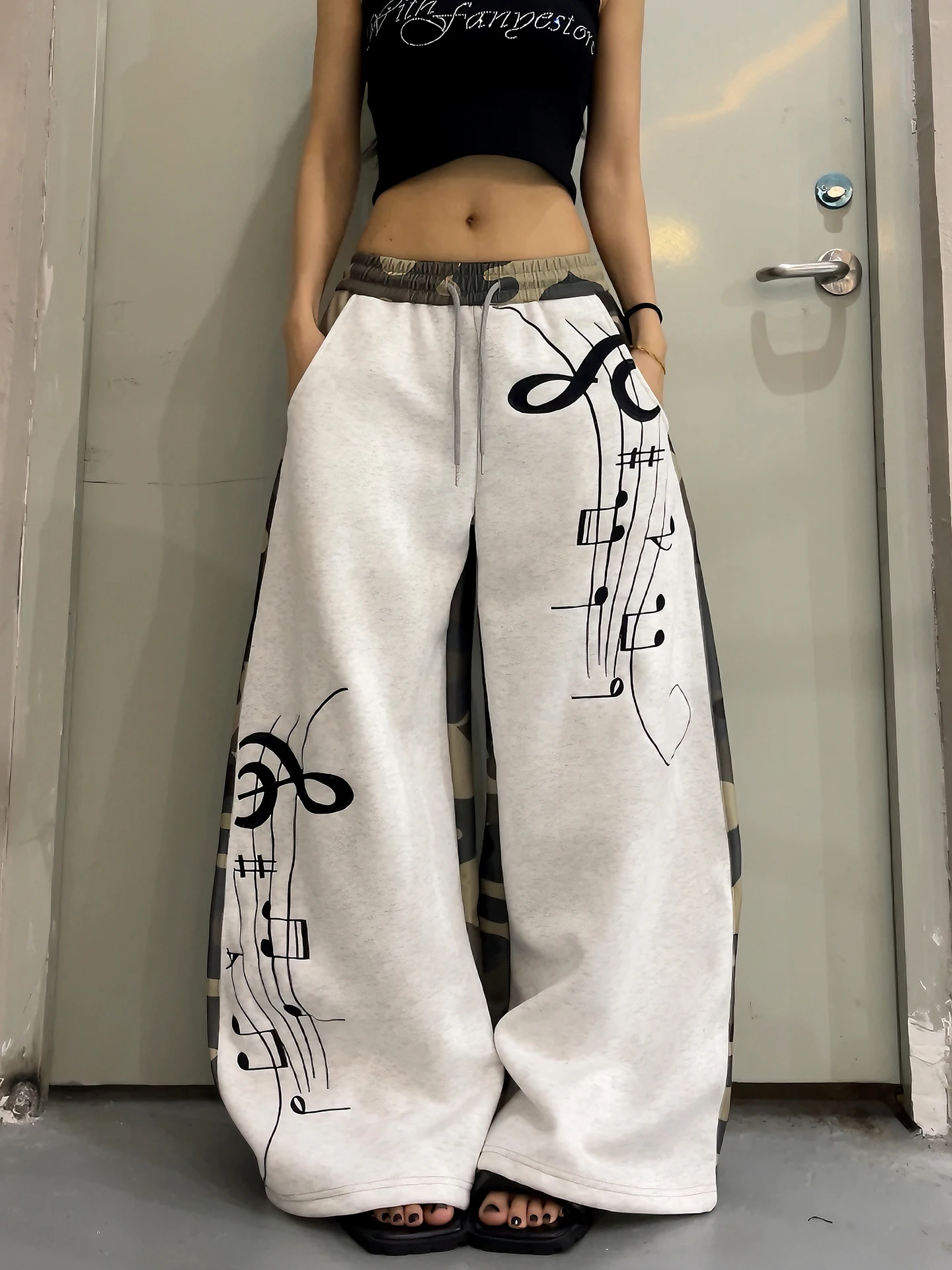 

Брюки унисекс в уличном стиле с камуфляжными вставками, свободные повседневные брюки, дышащие хлопковые брюки прямого кроя