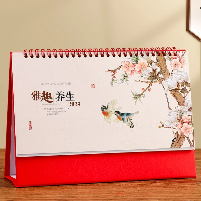 

2025 Mini Desk Calendar Chinese Spring Festival Tabletop Flip Calendar for Year of Snake Party Decoration