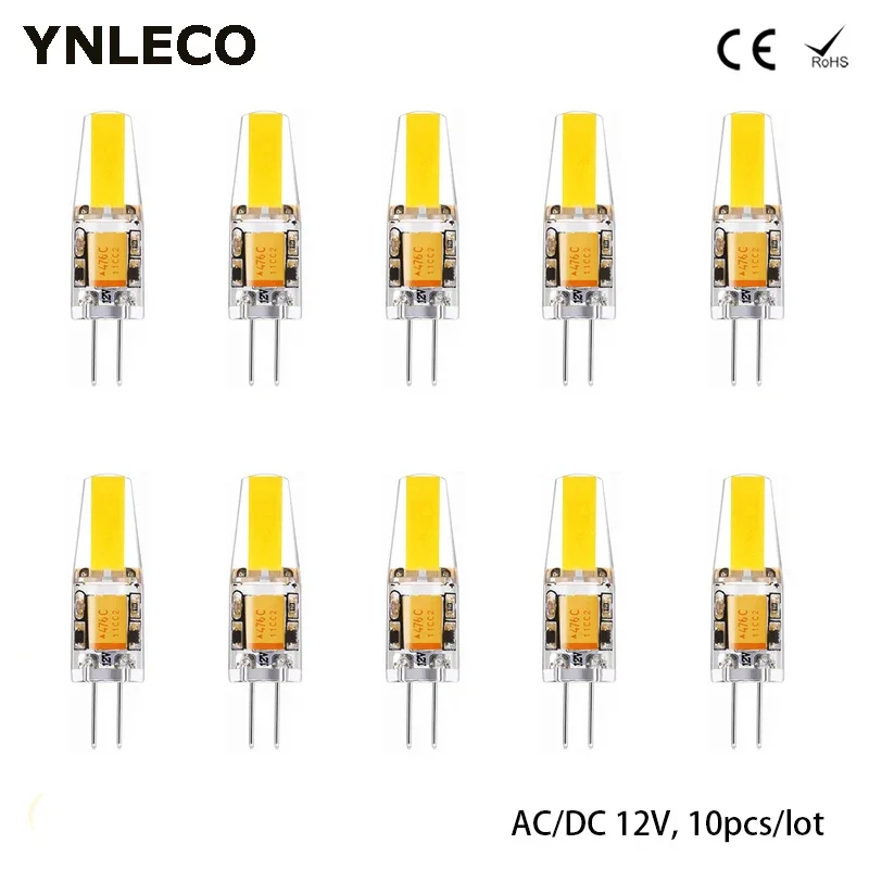 

10pcs G4 LED Bulb 12V AC/DC 2W Warm Natural Cool White COB LED Bulb G4 Light No Flicker 360 Degree Equivalent 20W Halogen Lamp