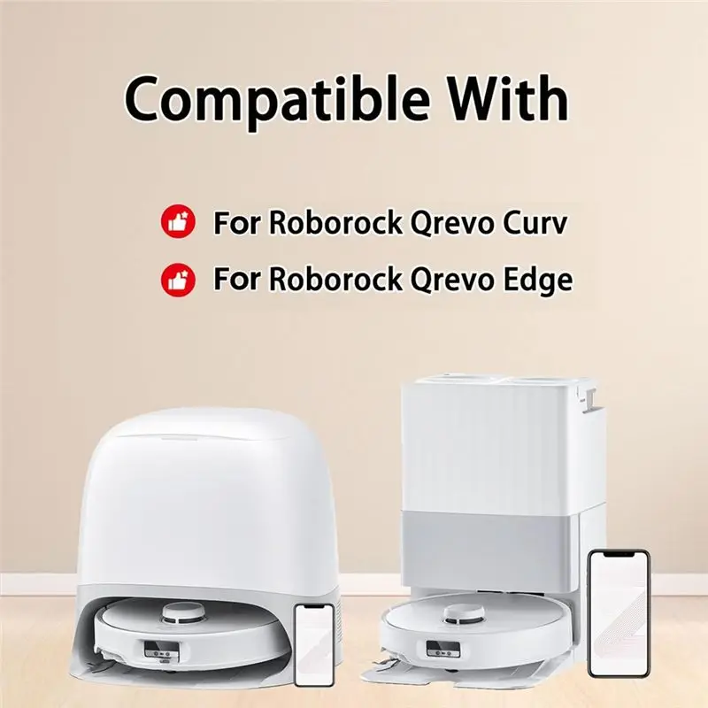 BHBD-Accessories Kit For Roborock Qrevo Curv/Qrevo Edge Robot Vacuum Main Side Brush HEPA Filter Mop Cloth Dust Bags