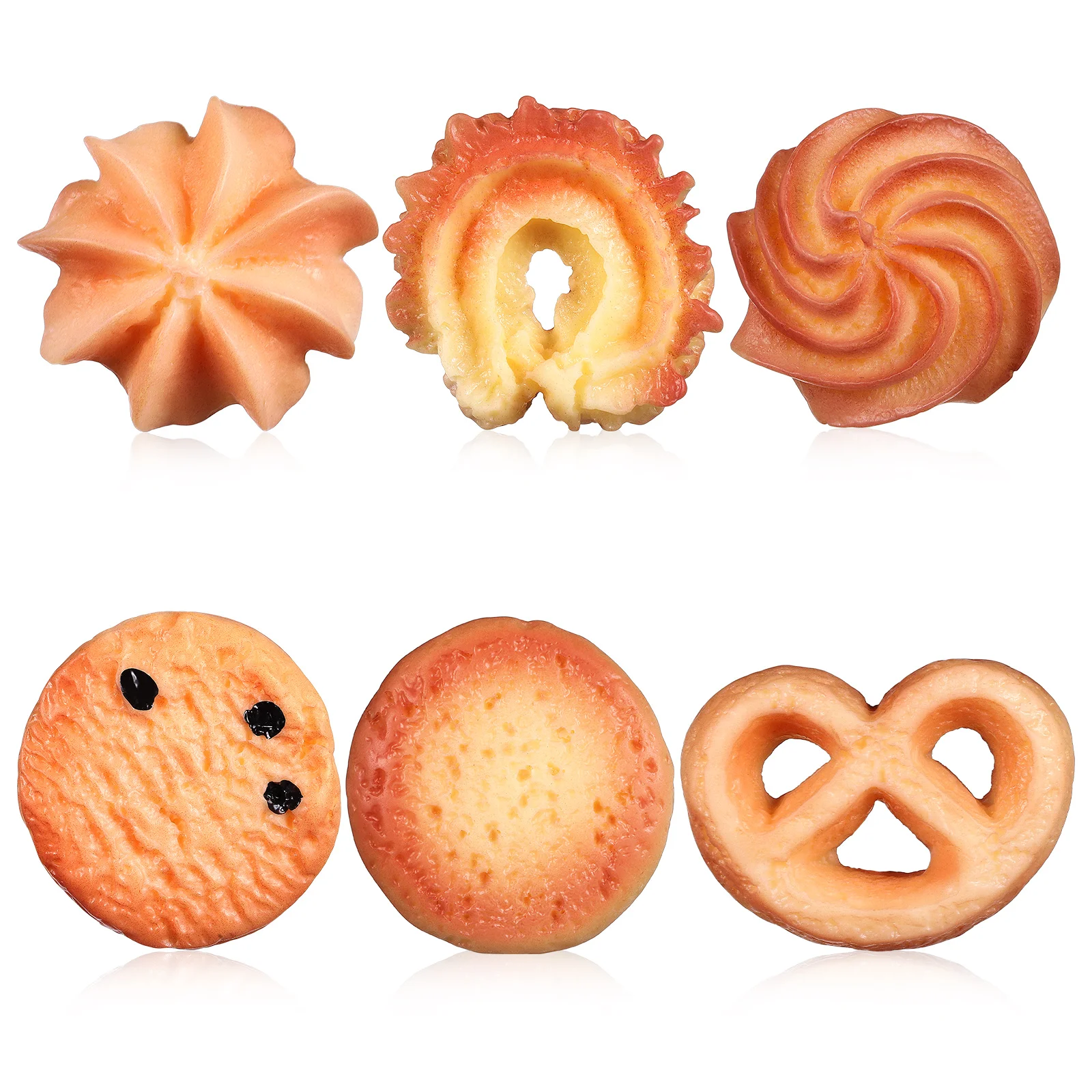 6 Pcs Biscuits Cookie Accessories Shortbread Cookies Fake Food Resin Realistic Mini Ornaments