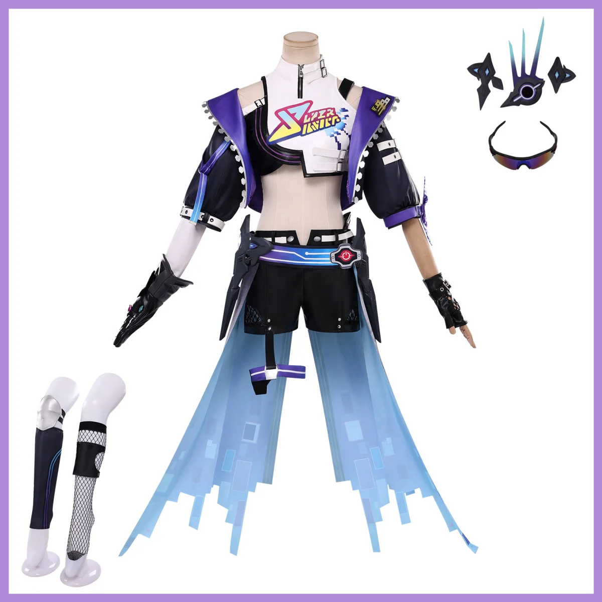 Game Honkai：Star Rail Silver Wolf LV.999 Cosplay Costume New Skin Battle Uniform Coat Shorts Wig Woman Sexy Carnival Party Suit view 3