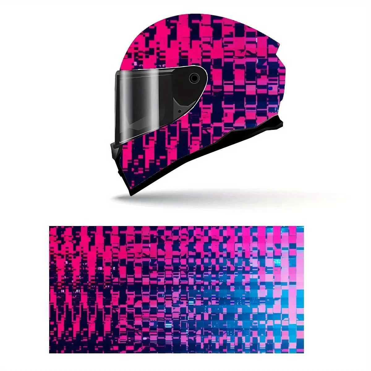

Abstract Digital Glitch Noise Full Helmet Wrap Sticker Motorcycle Helmet Racing Graphic Decal Vinyl Wrap Helmet Decor Sticker