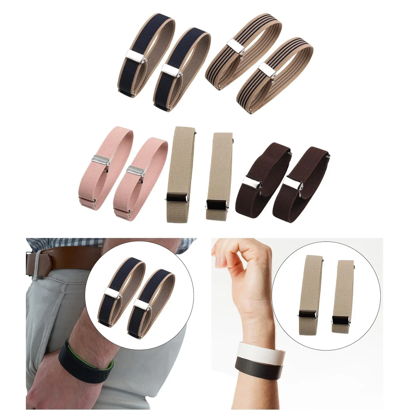 2x Elastic Armbands Shirt Sleeve Holders Elastic Adjustable Armbands for Bar Party Outdoor Restaurant Servers Business