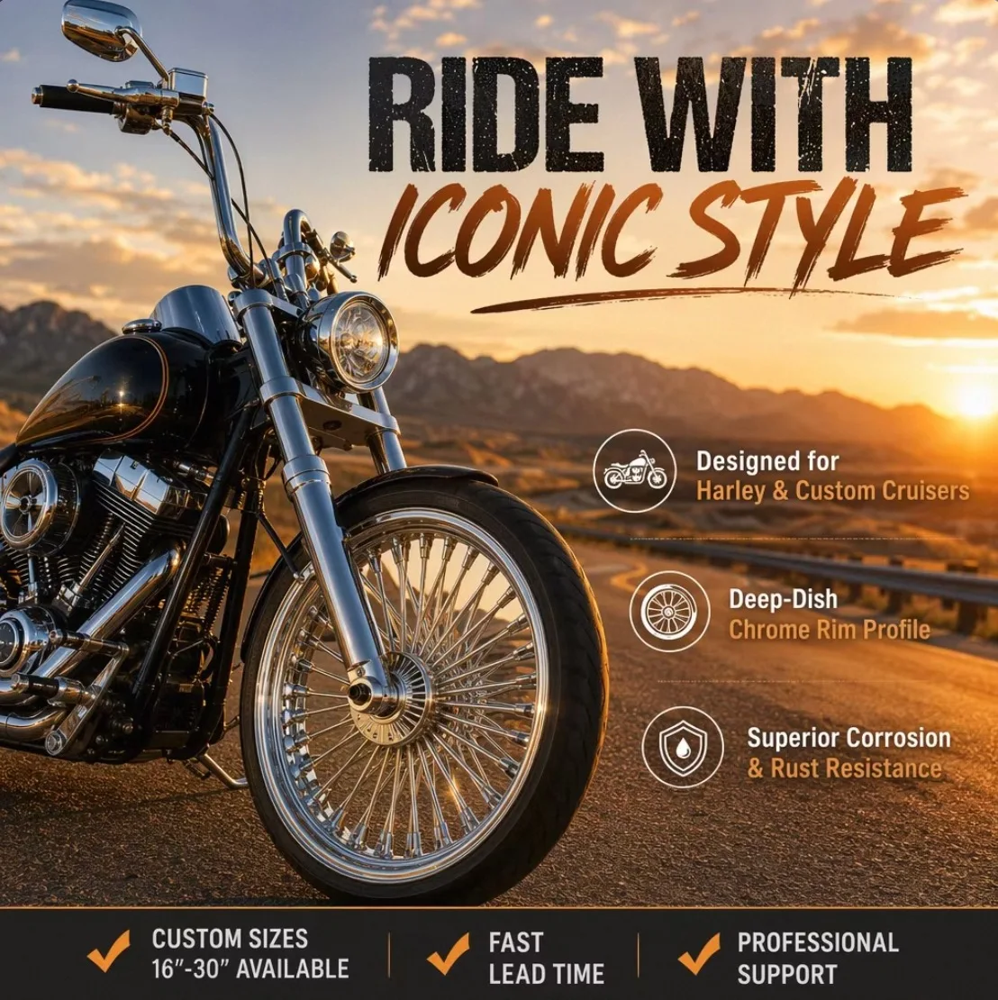New Front/Rear Chrome Motorcycle Wheels Aluminum Alloy Rim for 2018-2023 Retrofit/Upgrade with Wheel Hub