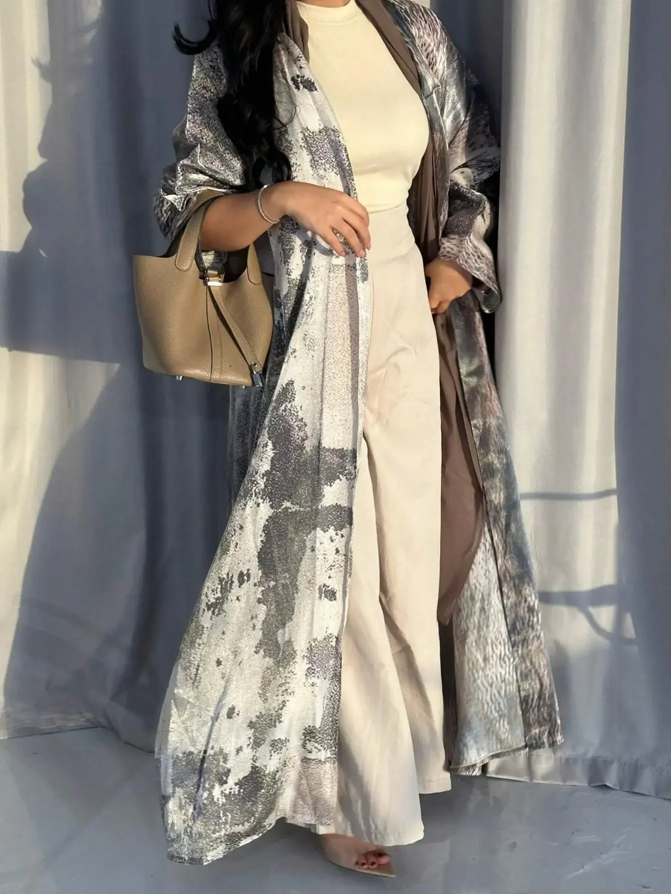 Naher Osten Frauen Lose Tie Dye Abaya Muslim Volle Hülse Vorne Offen Abayas Casual Türkei Kaftan Arabische Maxi Kleider Jilbabs